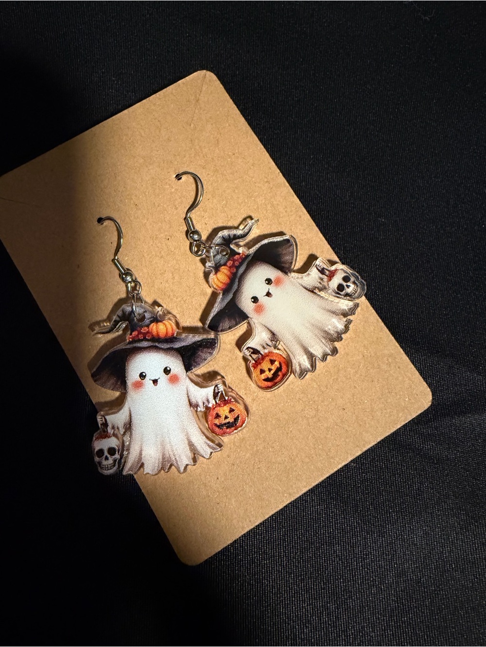 Halloween Ghost Dangle Earrings SKULL & Pumpkin - NEW